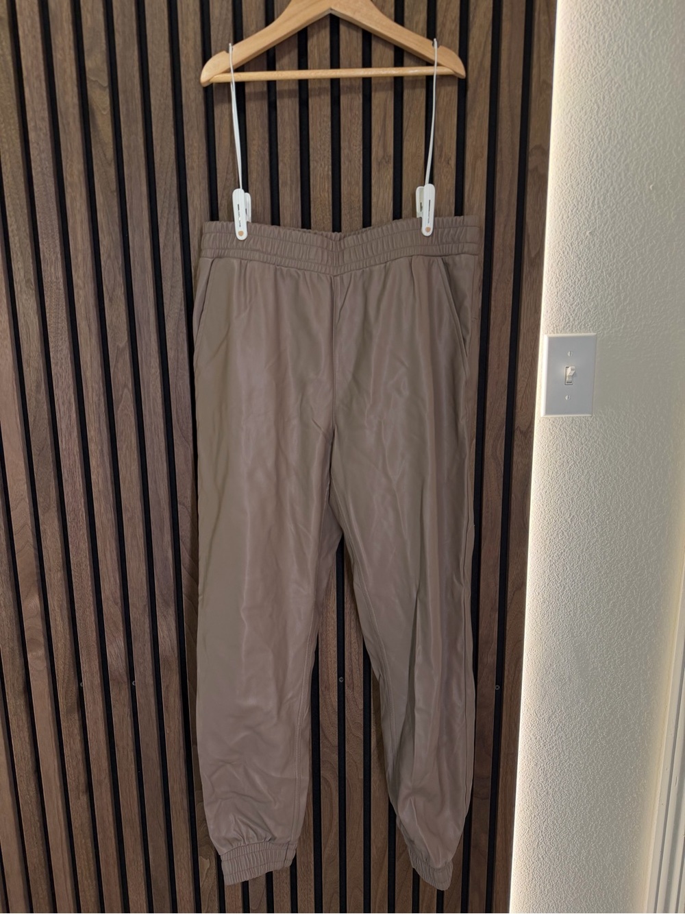 Faux Leather Pull-on Pants for Office